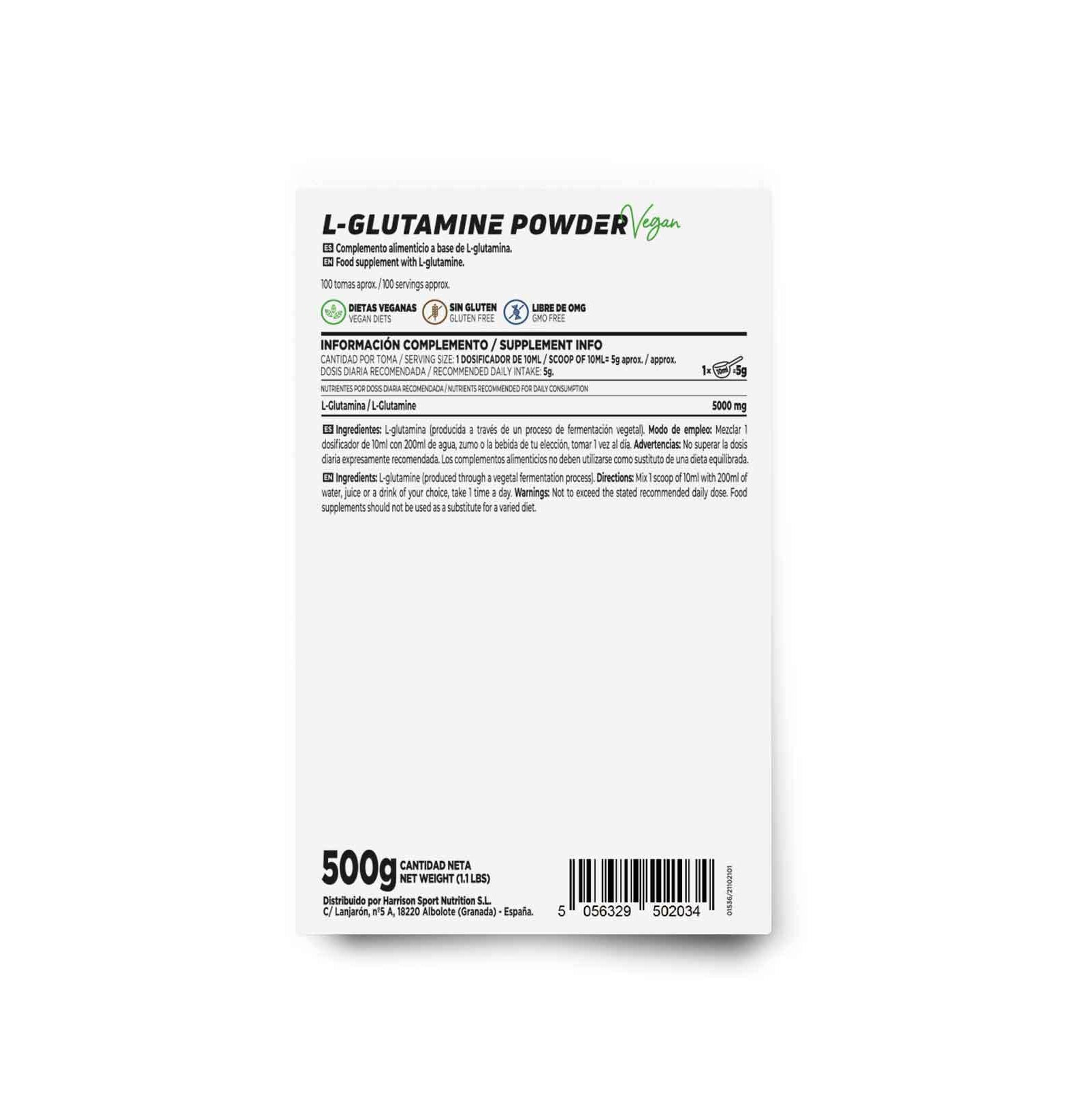 L-Glutamine 500gr polvo HSN - Imagen 2