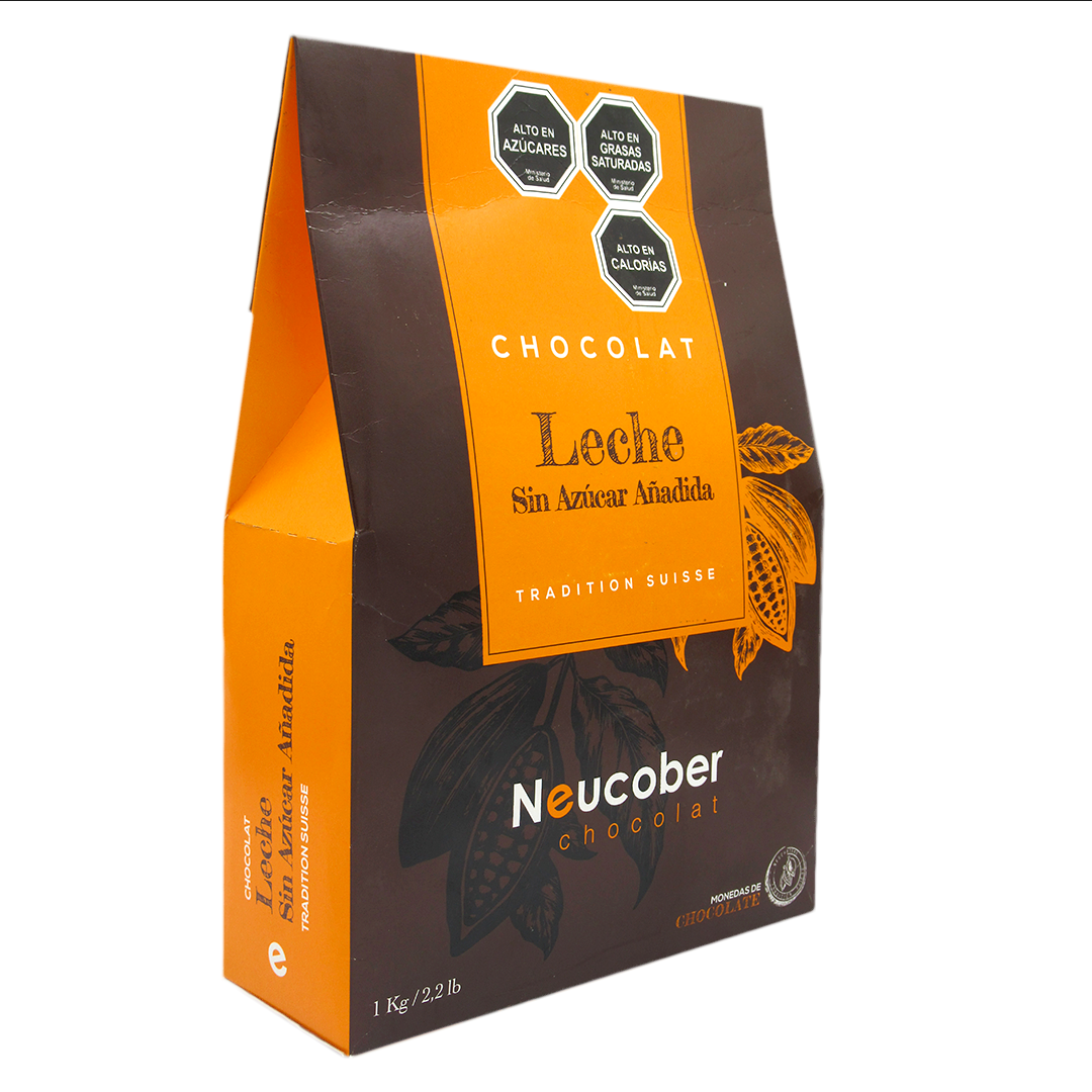 Monedas de Chocolate de Leche, sin azucar, sin gluten , 1 kg, marca Neucober