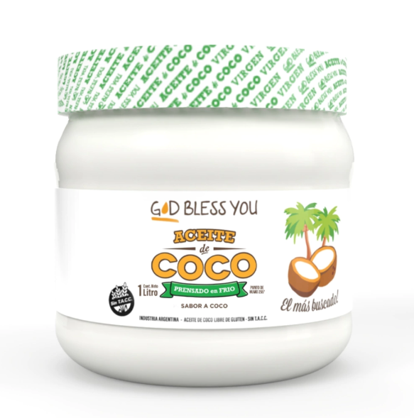 ACEITE DE COCO VIRGEN 1 LITRO GOD BLESS YOU