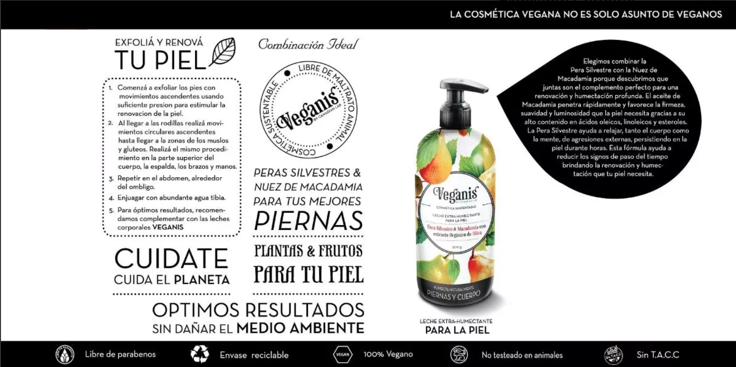 CREMA PARA LA PIEL EXTRA-HUMECTANTE PERA SILVESTRE Y MACADAMIA 500GR VEGANIS - Imagen 4