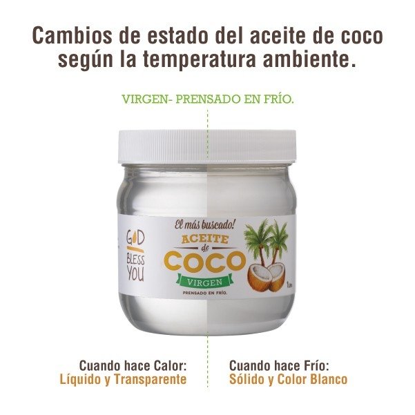 ACEITE DE COCO VIRGEN 500ml. GOD BLESS YOU - Imagen 3