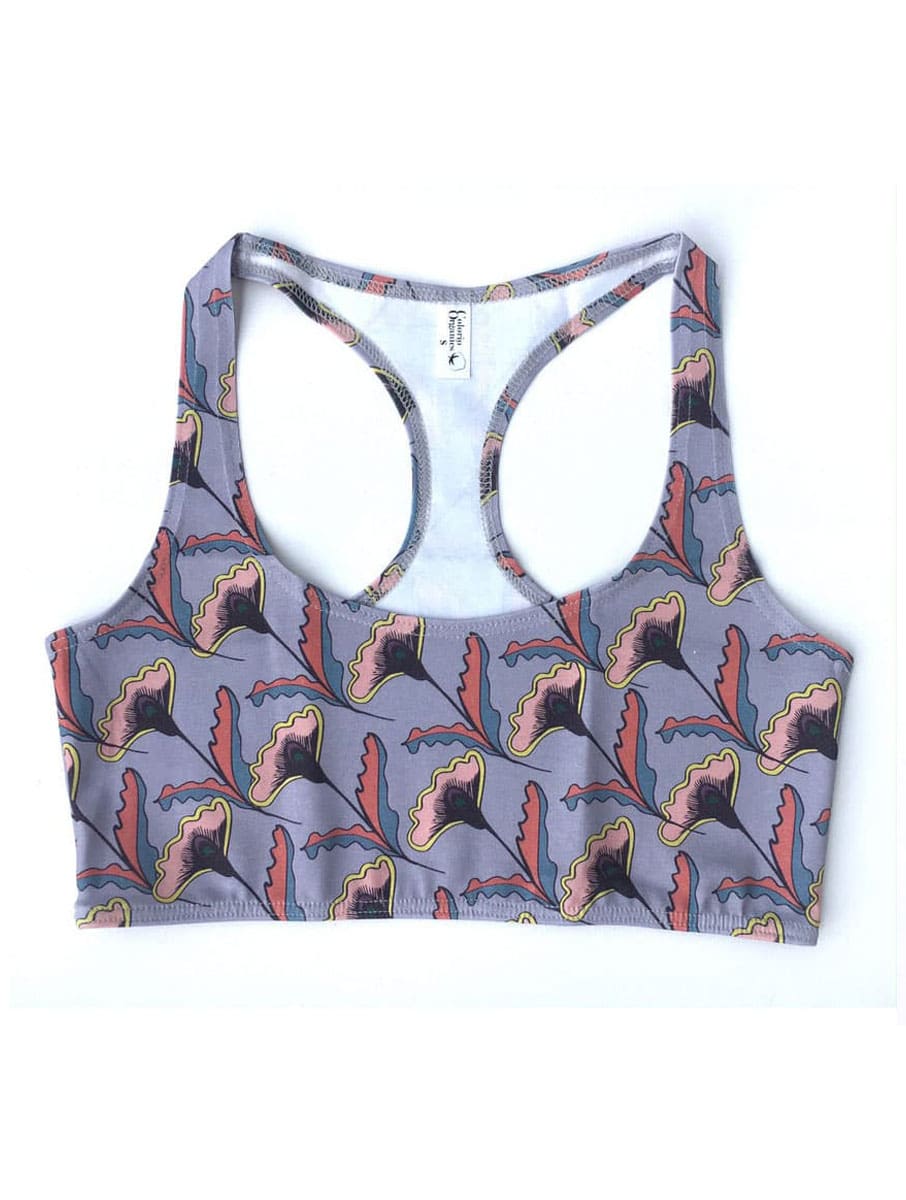 Top sujetador algodón orgánico con flores lavanda