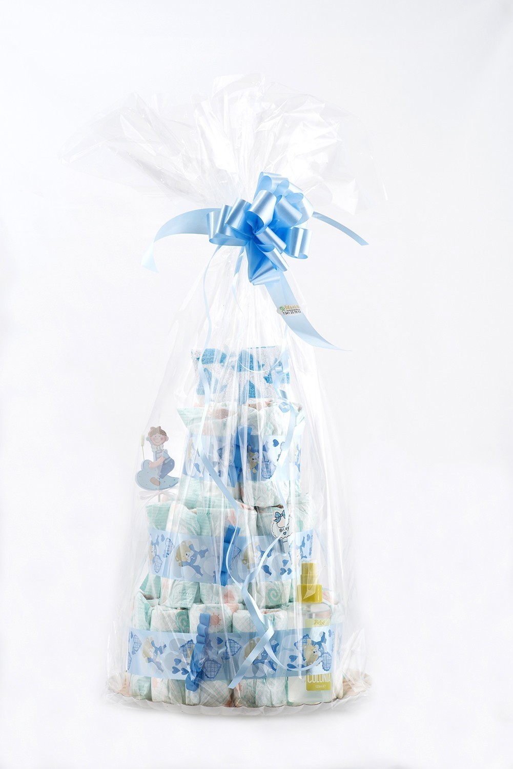 Tarta de pañales azul