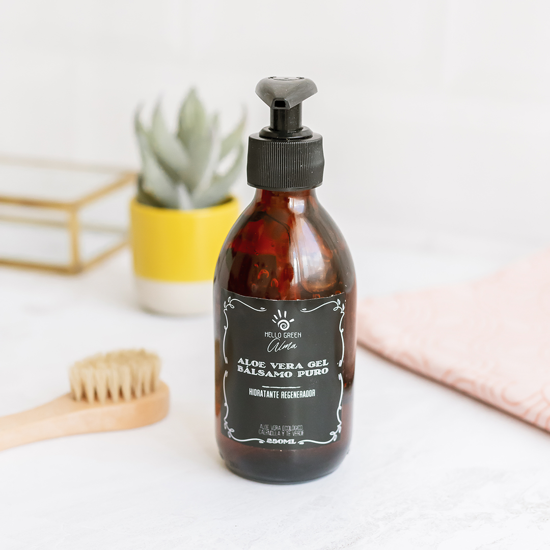 Aloe vera gel, Bálsamo puro con caléndula y té verde.